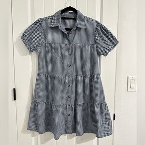 Speed Control Checkered Tiered Dress